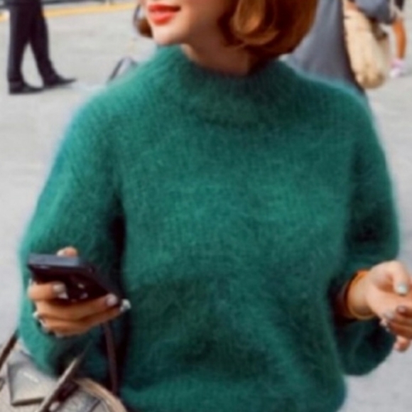 Anthropologie Sweaters - Anthropologie Moth Green Angora Sweater medium